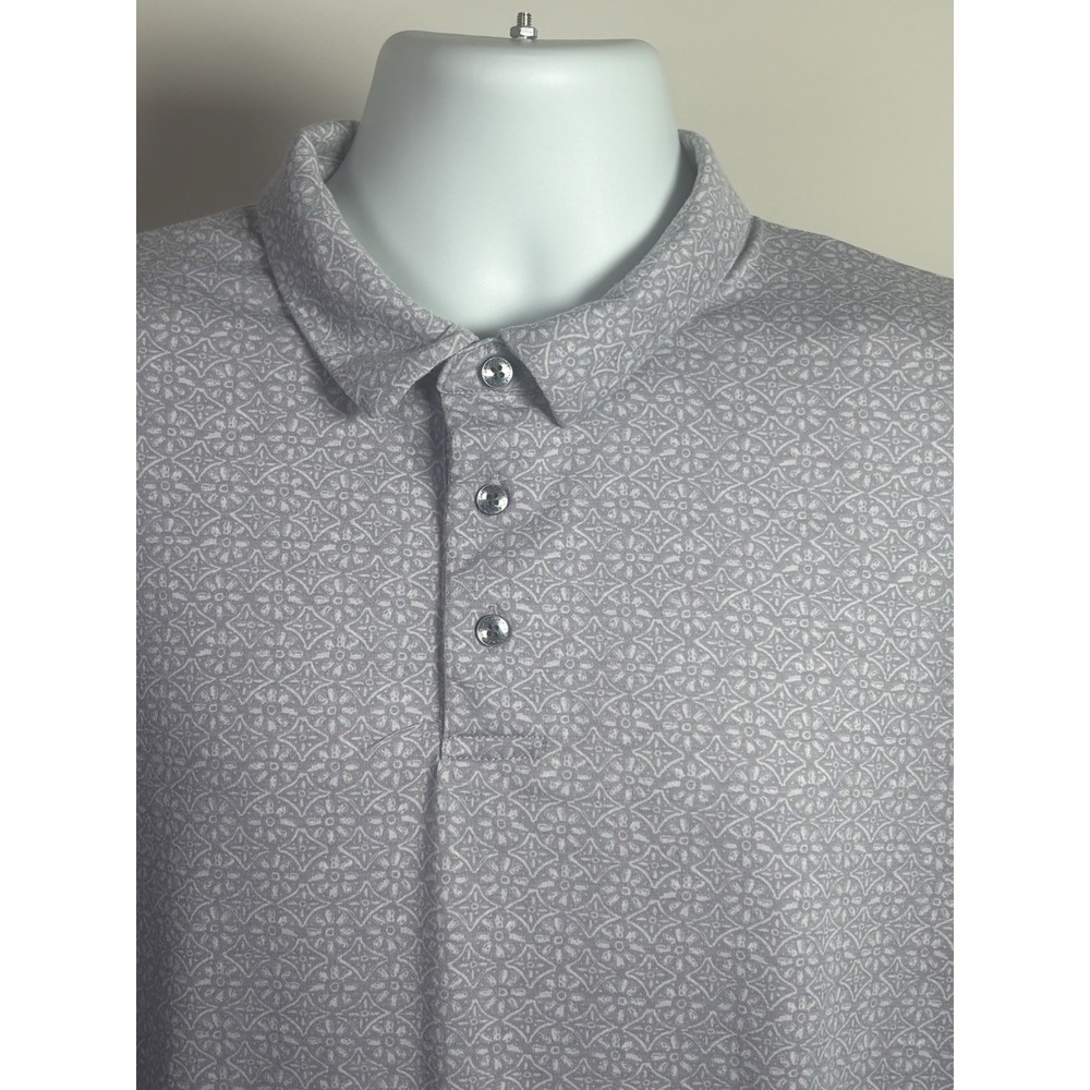 Jack Nicklaus Mens XL Gray Floral/ Geometric Print Performance Golf Polo Shirt